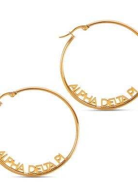 Alpha Delta Pi Gold Hoop Earrings, NWT